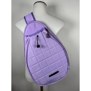 IRonNAN‎ Quilted Sling Bag Crossbody Backpack Tennis Racket Bag Lavender